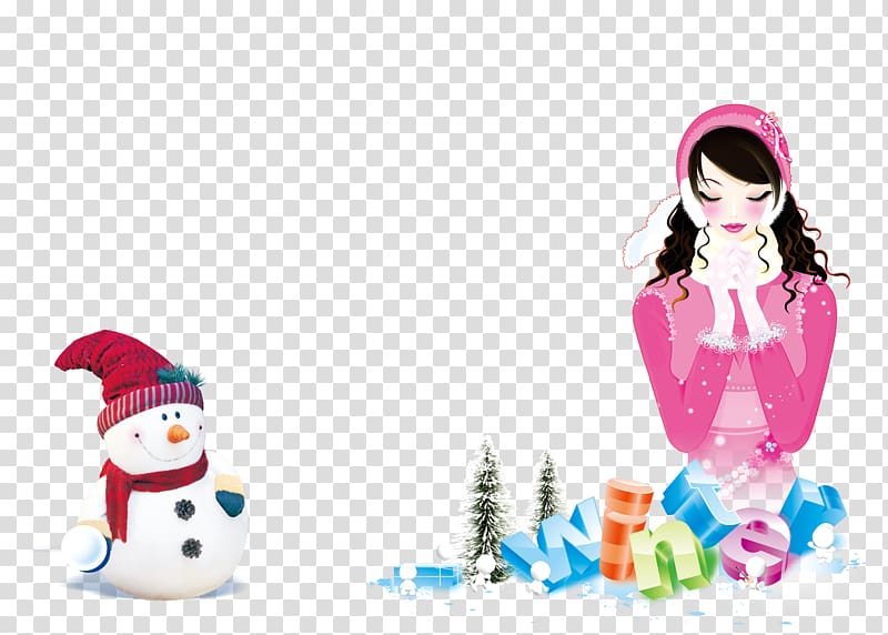Snowman New Year\'s Day Christmas Poster, Warm winter transparent background PNG clipart