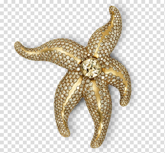 Jewellery Brooch Gold Starfish Diamond, brooch transparent background PNG clipart