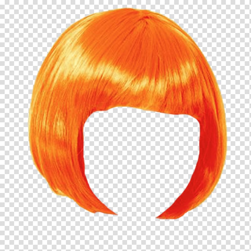 orange hair wig illustration, Wig Orange Bob transparent background PNG clipart