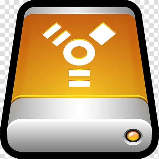 square orange and gray wireless device illustration, computer icon brand yellow sign, Device External Drive Firewire transparent background PNG clipart