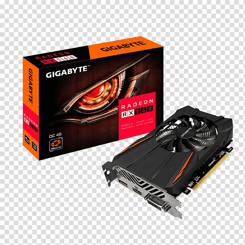 Graphics Cards & Video Adapters AMD Radeon 500 series Gigabyte Technology Graphics processing unit, GPU transparent background PNG clipart