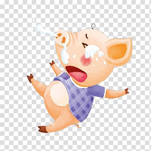 Domestic pig Nose Rhinorrhea , A cartoon crying piglet with runny nose transparent background PNG clipart