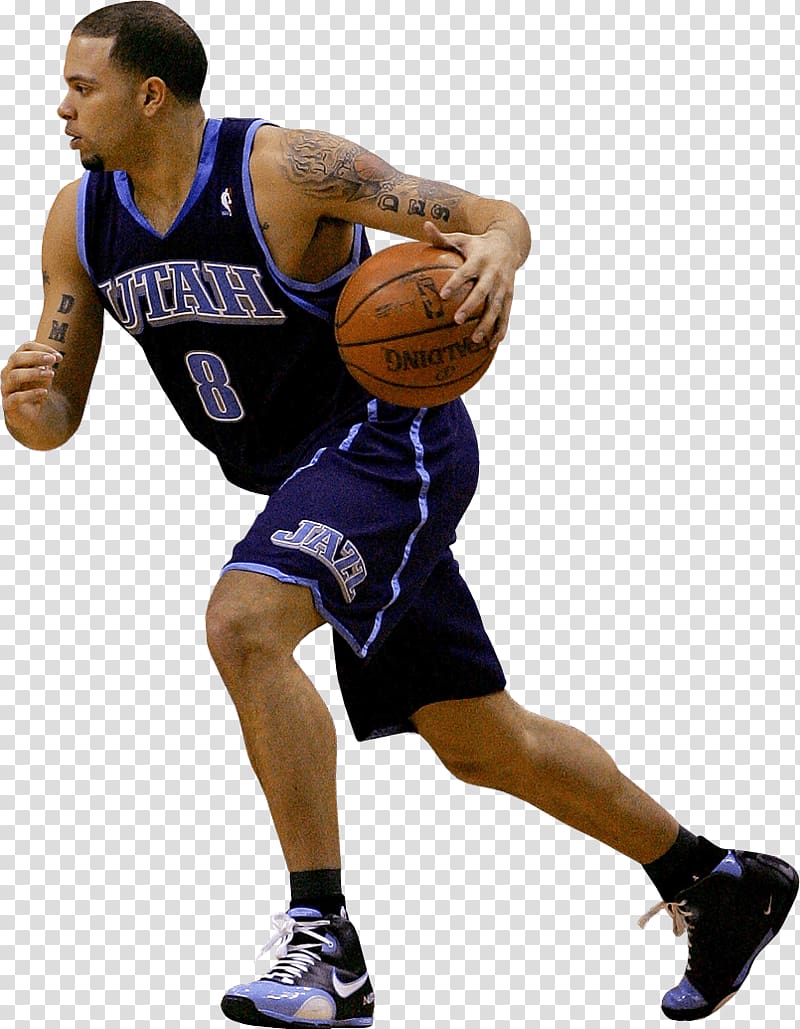 Utah #8 NBA player illustration, Deron Williams Dribbling Left transparent background PNG clipart