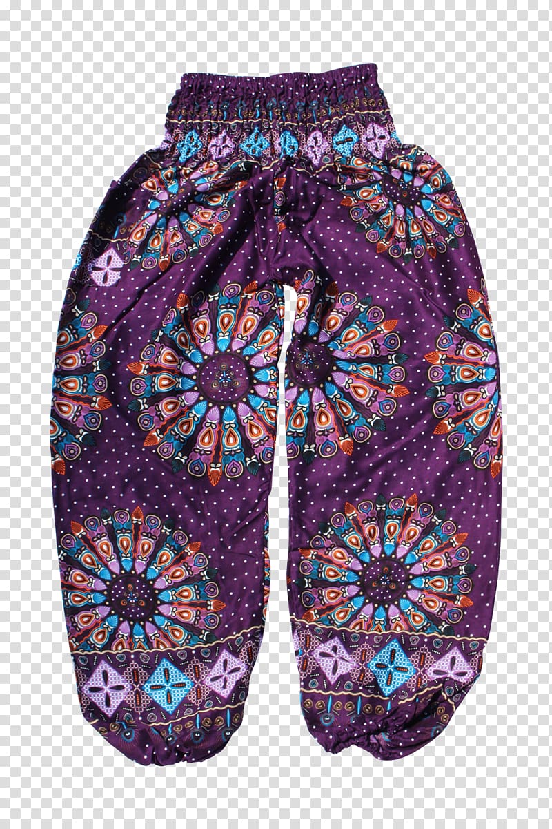 Harem pants T-shirt Skirt, purple mandala pattern background transparent background PNG clipart