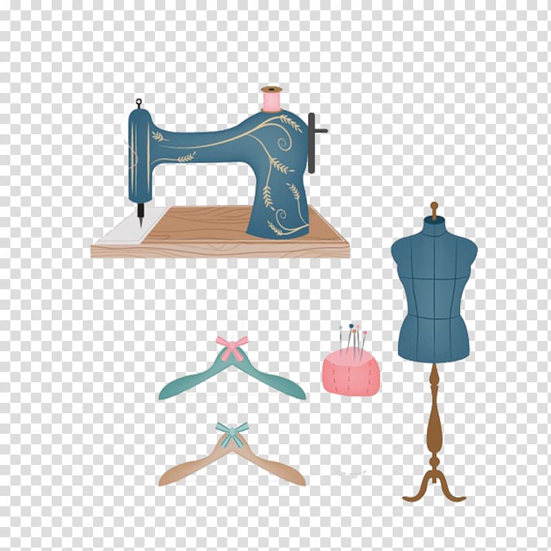 blue sewing machine , Sewing needle Drawing Sewing machine , Tailor supplies material model aircraft hanger transparent background PNG clipart