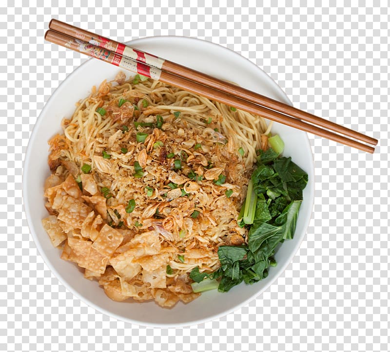 Bandung Chinese noodles Chow mein Yakisoba Thai cuisine, noodles transparent background PNG clipart