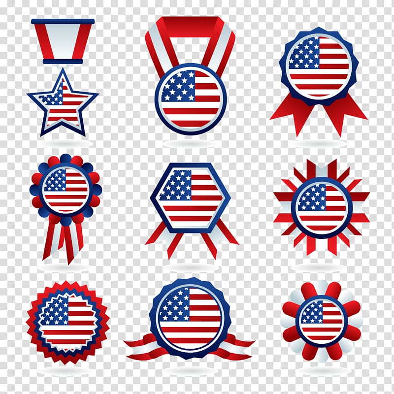 Flag of the United States Badge , American Medal transparent background PNG clipart