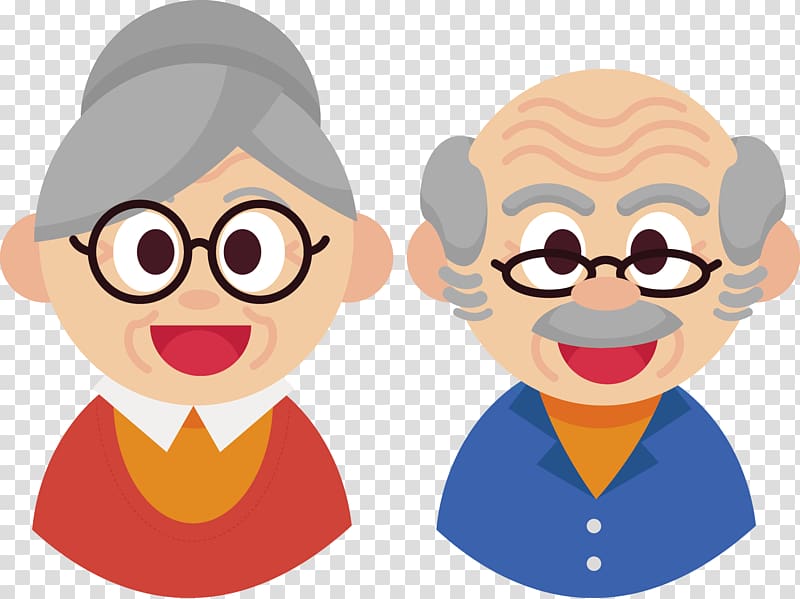 two grandmother and grandfather illustration icons, Euclidean Grandparent Old age, Old couple transparent background PNG clipart