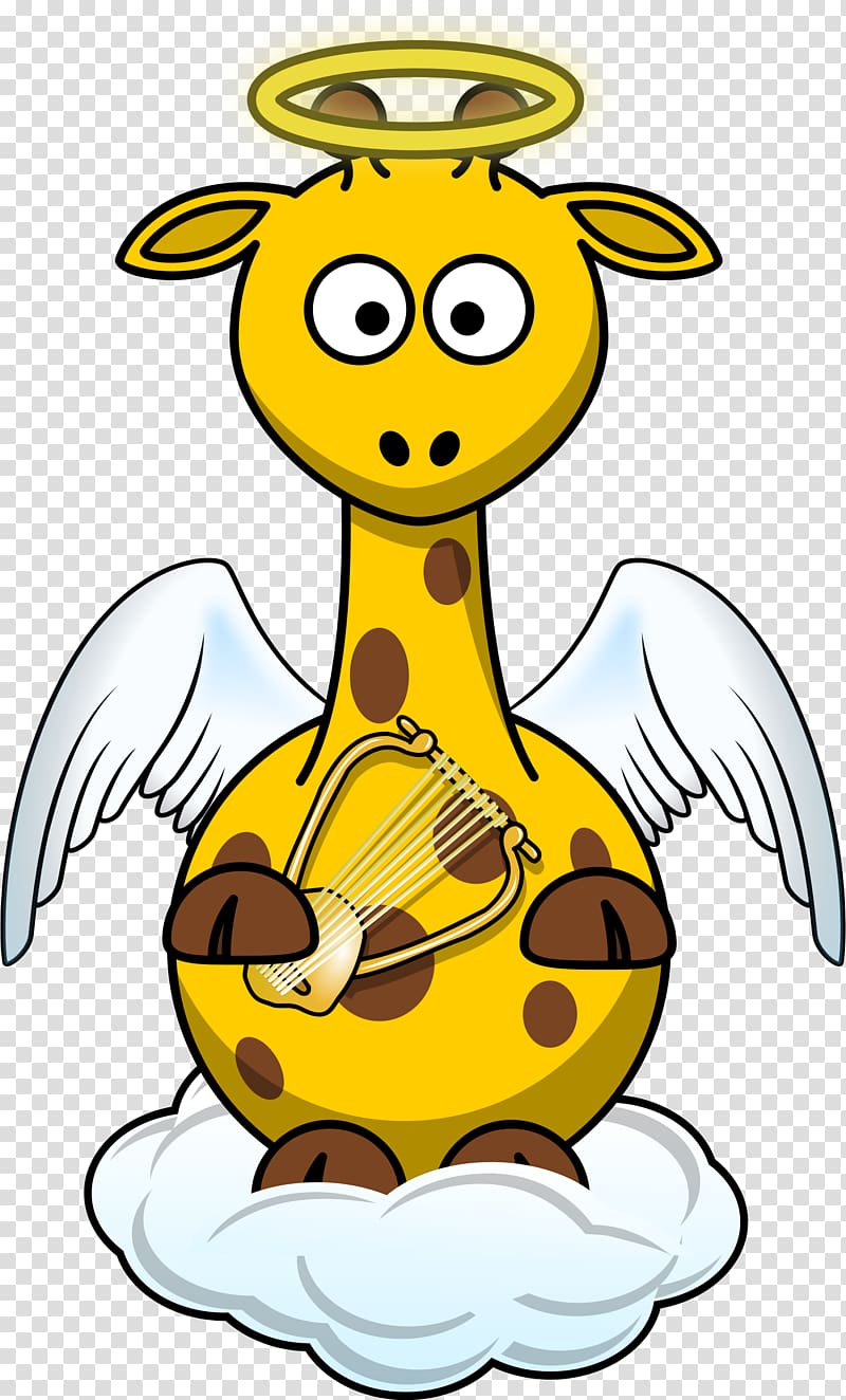 Giraffe Cartoon , Fun Angel transparent background PNG clipart