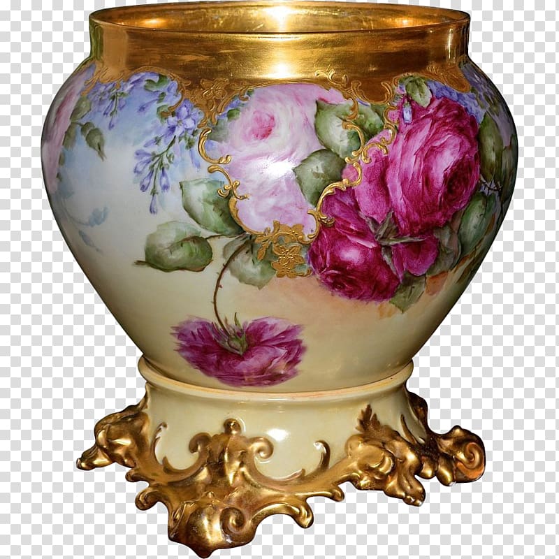 Ceramic Vase Porcelain Flowerpot Still life , gold floral transparent background PNG clipart