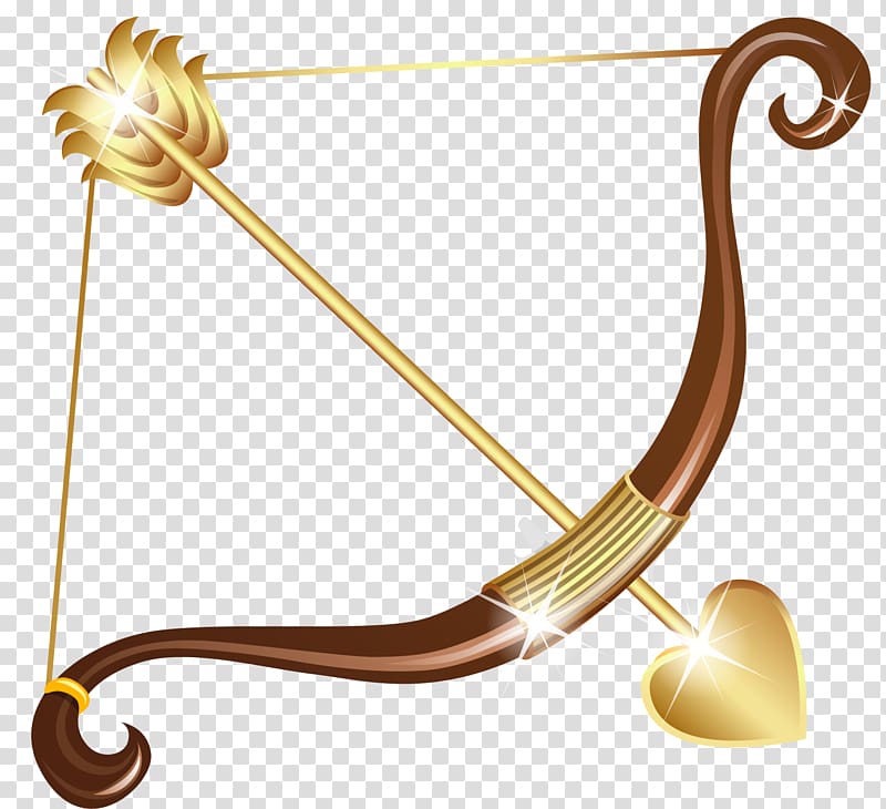 Cupid Heart , hand-drawn arrows golden bow transparent background PNG clipart
