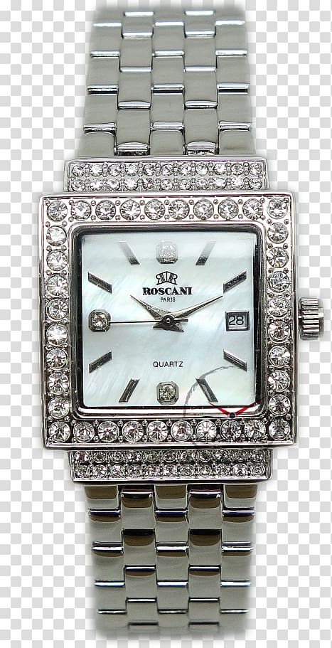 Silver Watch strap, elegant ladies transparent background PNG clipart