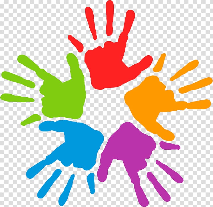 several assorted-colored handprints, Hand Free content , Painted Hands transparent background PNG clipart