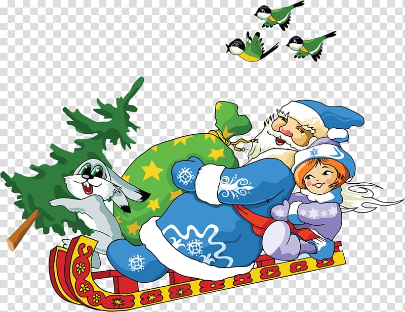 Ded Moroz Snegurochka Santa Claus , santa sleigh transparent background PNG clipart