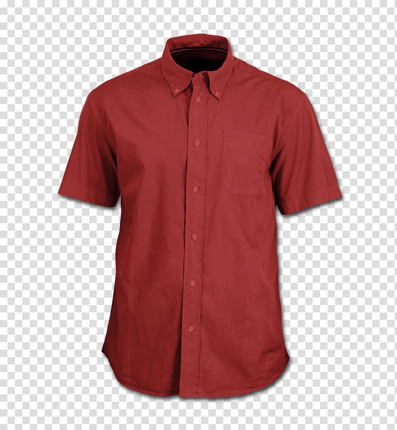 red button-up collared t-shirt, T-shirt Performance Mockup, dress shirt transparent background PNG clipart