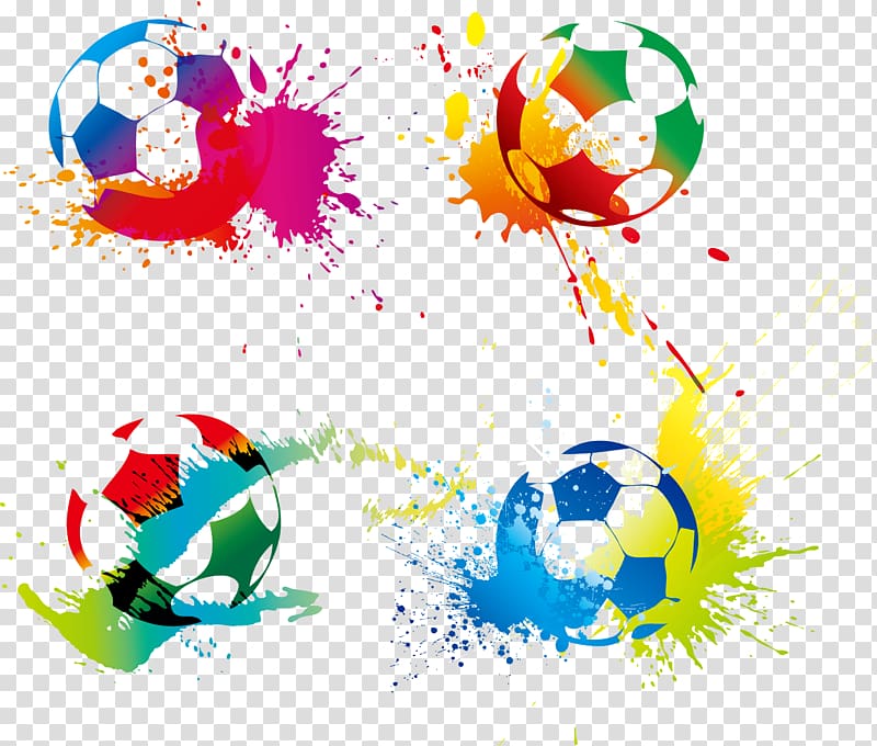 four soccer ball illustrations, Football player Sport, football transparent background PNG clipart