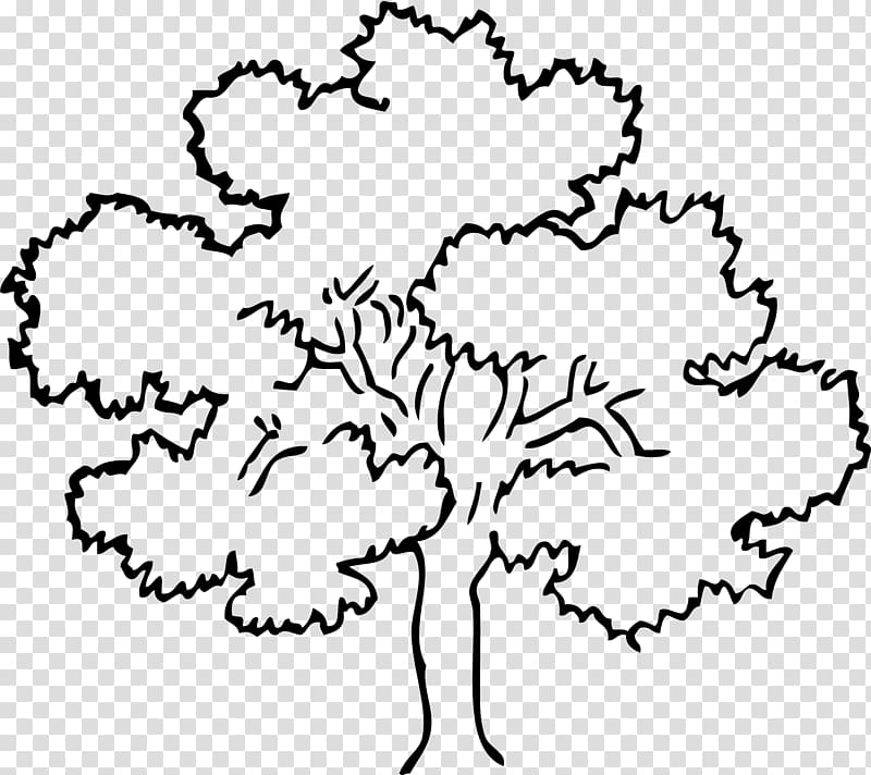 Tree Oak Outline , Black Trees transparent background PNG clipart