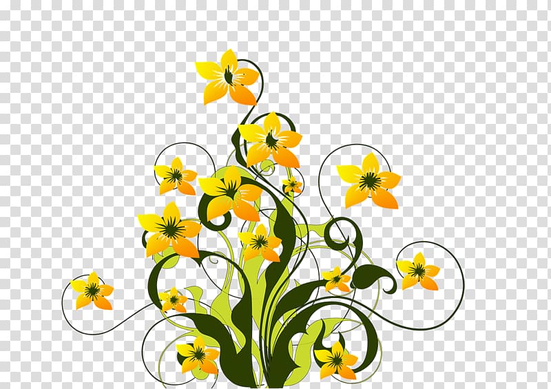Floral design Desktop Art , Yellow flower swirls transparent background PNG clipart