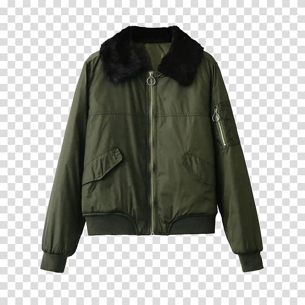 Flight jacket Coat Leather jacket Zipper, fur collar coat transparent background PNG clipart