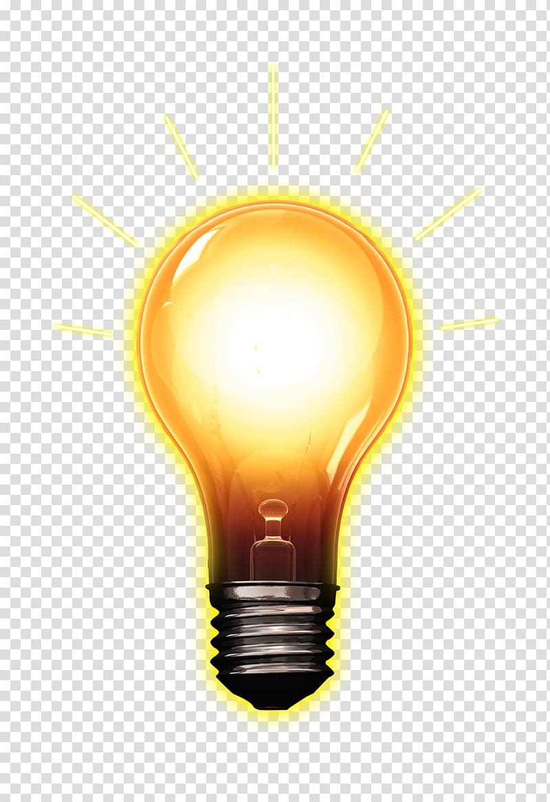 golden light emitting bulb transparent background PNG clipart