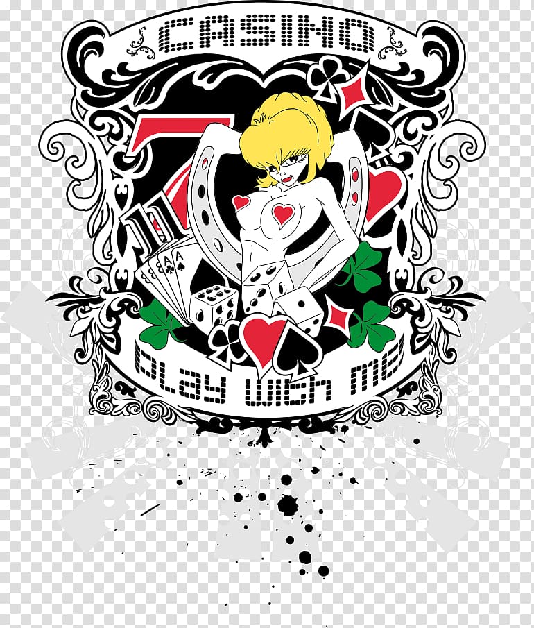 casino play with me illustration, Printed T-shirt Hoodie Clothing, beautiful T-shirt printing transparent background PNG clipart