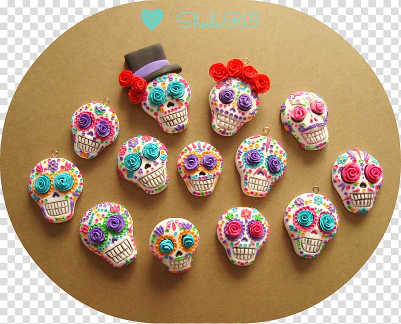 Calavera Cold porcelain Polymer clay Day of the Dead, calavera transparent background PNG clipart