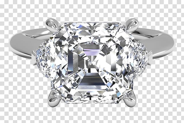 Diamond cut Engagement ring Princess cut, half moon run band transparent background PNG clipart
