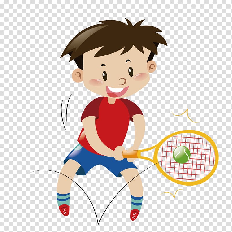 Flashcard Illustration, play tennis transparent background PNG clipart
