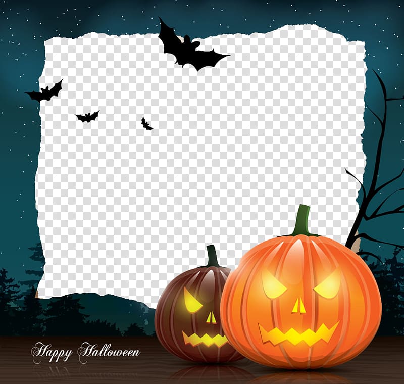 Halloween Template Greeting card Illustration, Halloween Border transparent background PNG clipart