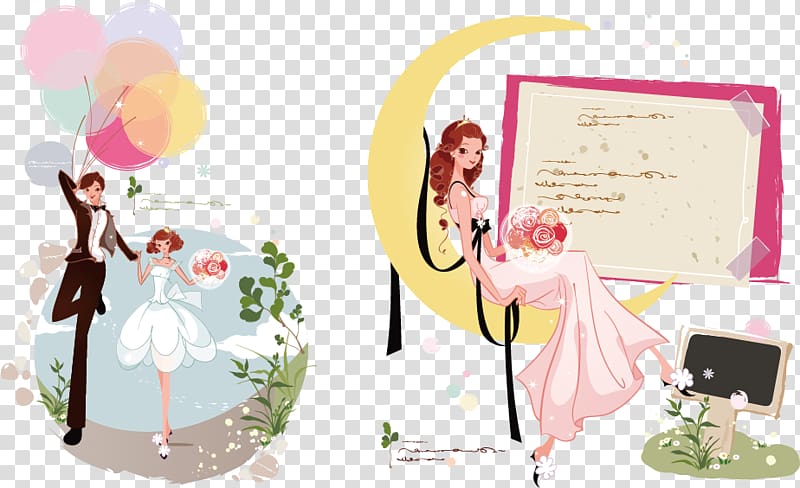 Wedding invitation Bridegroom Marriage, Wedding cartoon creative transparent background PNG clipart