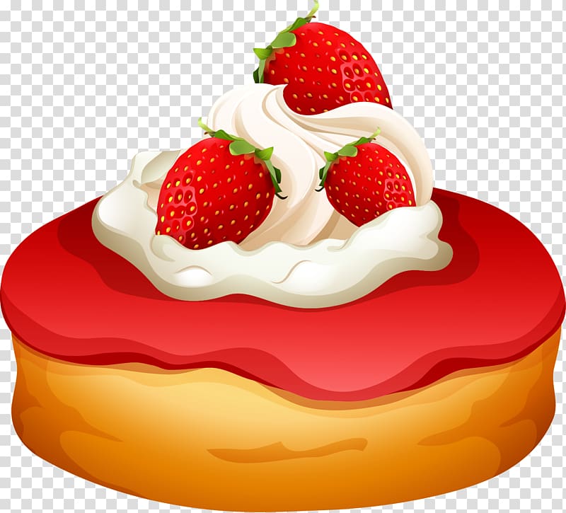 Doughnut Cheesecake Cream Fruit preserves Illustration, hand painted strawberry bread transparent background PNG clipart