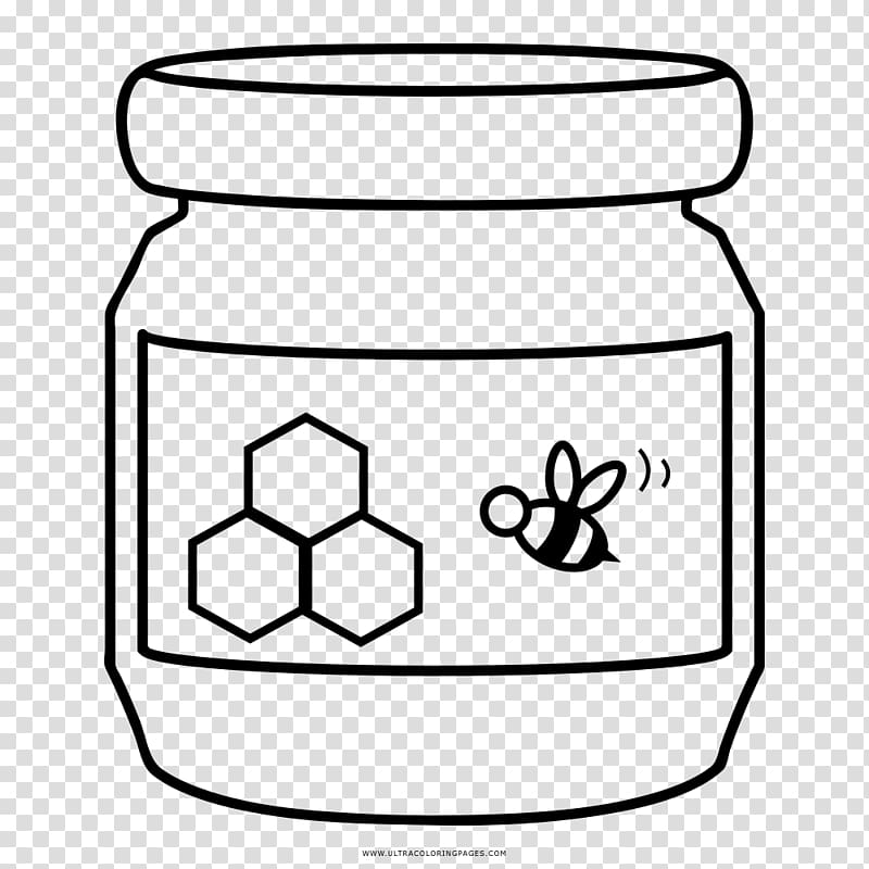 Coloring book Drawing Honey Peanut butter Jar, honey transparent background PNG clipart