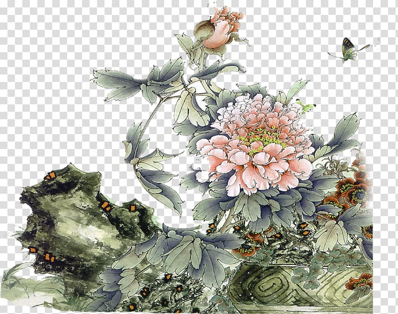 China Chinese painting Chinese art Minhwa, peony transparent background PNG clipart