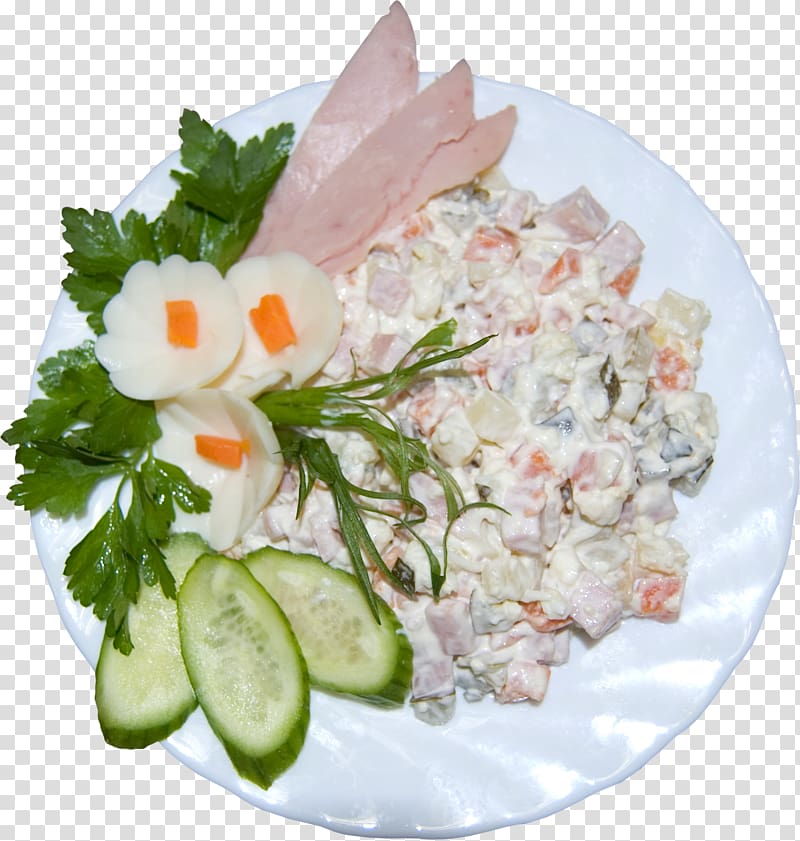 Ham Dressed herring Olivier salad Meat, salad transparent background PNG clipart