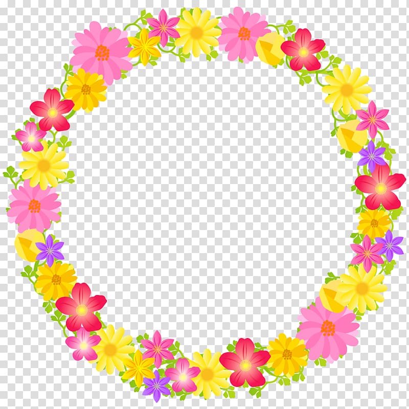 yellow, pink, and red floral frame, floral flower circle., others transparent background PNG clipart