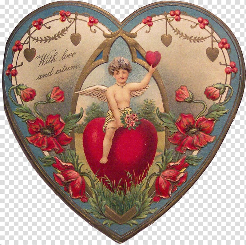 Valentine\'s Day Victorian era Heart Greeting & Note Cards , cupid transparent background PNG clipart