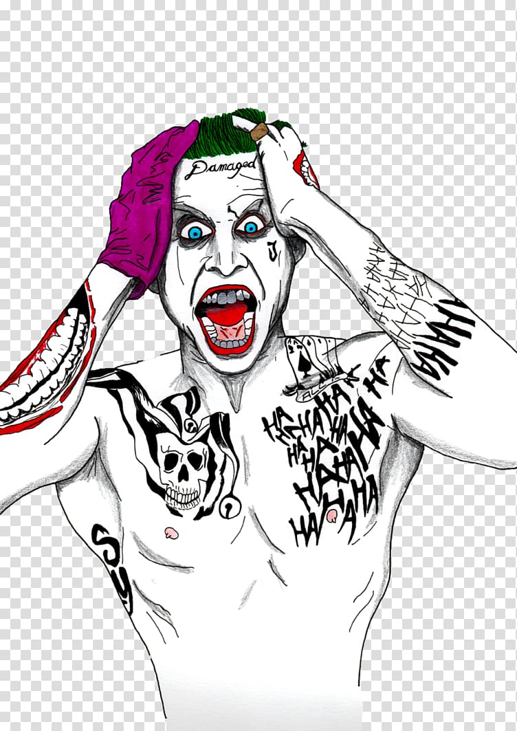 Jared Leto as The Joker illustration, Joker Batman and Harley Quinn Batman and Harley Quinn Art, joker transparent background PNG clipart