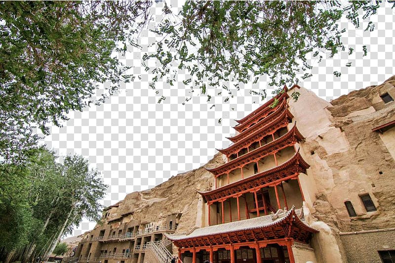 Crescent Lake Yumen Pass Zhangye Mogao Caves Mingsha Mountain and Crescent Moon Spring, Dunhuang Thousand Buddha Cave transparent background PNG clipart