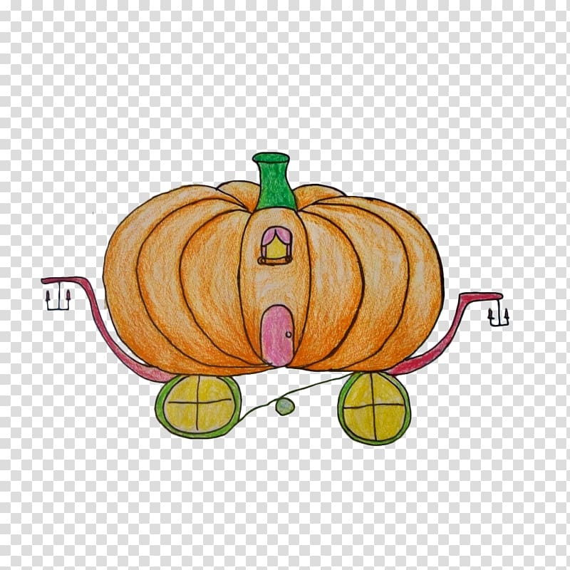 Cinderella Cartoon Pumpkin, Cartoon retro painted pumpkin carriage transparent background PNG clipart