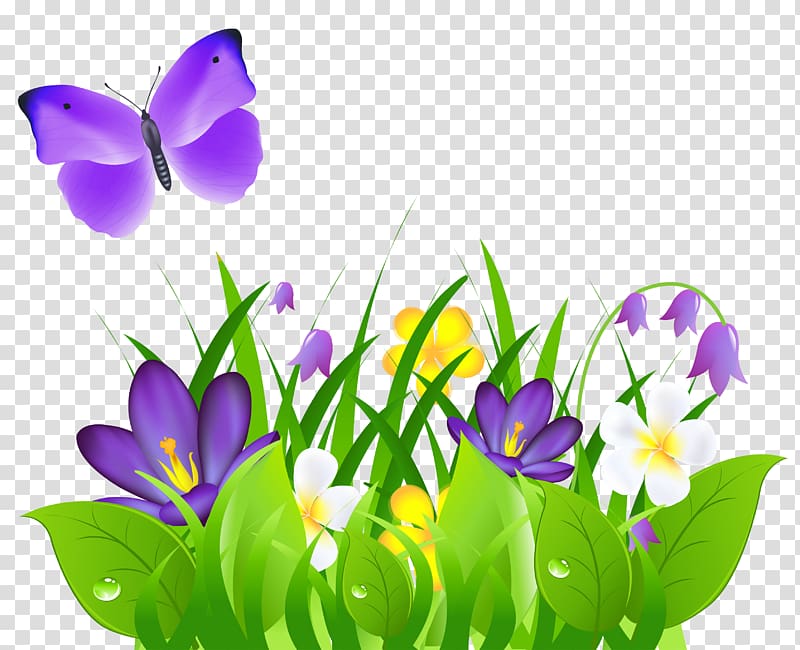 Butterfly Purple Flower , Flower Grass transparent background PNG clipart