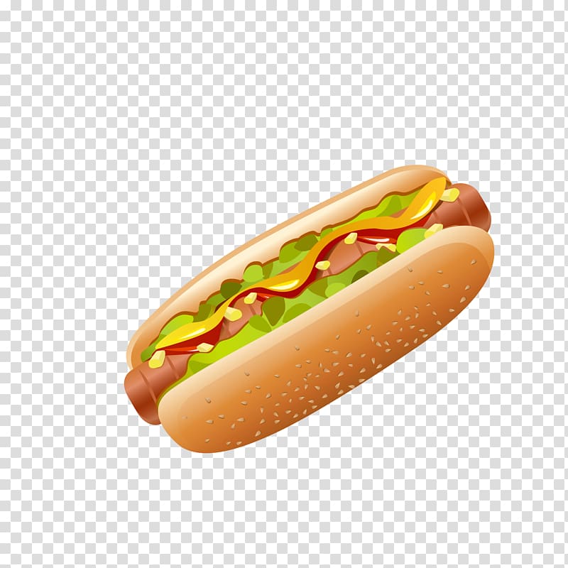 hotdog on bun art, Chicago-style hot dog Sausage Barbecue Ham and cheese sandwich, Hot dog transparent background PNG clipart