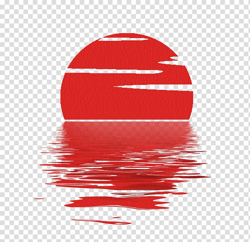 red sun reflecting on water illustration, Sunset Red , Sunset transparent background PNG clipart