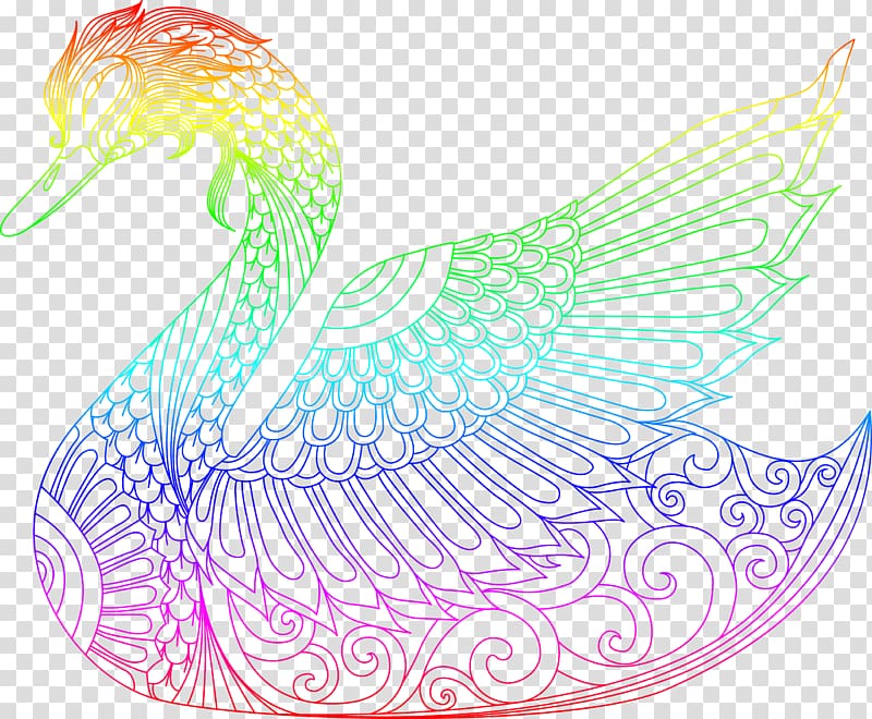 Koi Cygnini Goose Drawing Coloring book, colorful crane material transparent background PNG clipart