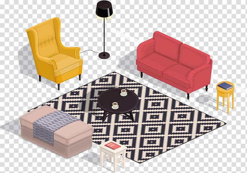 Living room Isometric projection Interior Design Services, Living room sofa renderings transparent background PNG clipart