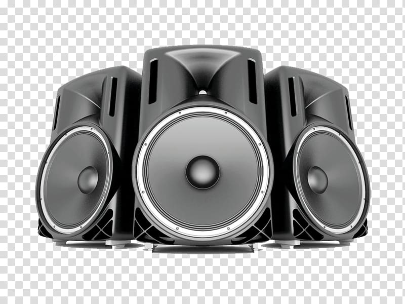 Three gray speaker illustration, Loudspeaker Icon, Big Horn Speaker