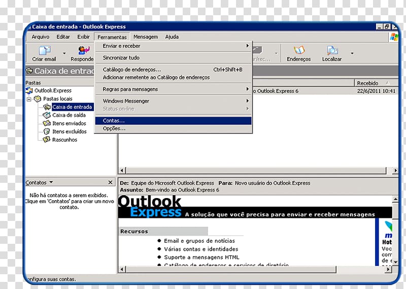 Computer program Outlook Express 6 Outlook 98 Microsoft Outlook, email transparent background PNG clipart