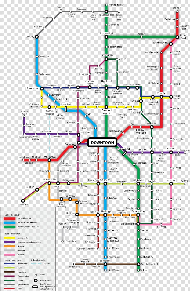Calgary Transit Light rail McKnight-Westwinds Tube map, Rigid Bus transparent background PNG clipart