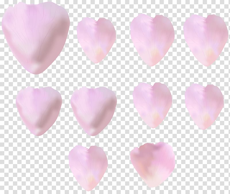 Heart Pink Petal Balloon, Rose Petals Hearts transparent background PNG clipart