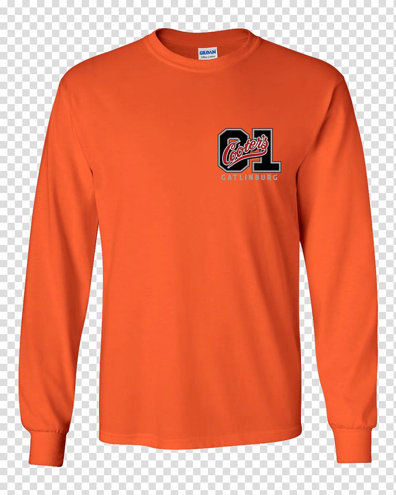Long-sleeved T-shirt Gildan Activewear, orange flag transparent background PNG clipart