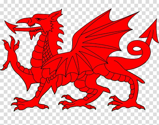 red dragon illustration, Flag of Wales Uther Pendragon Welsh Dragon, Western Dragon transparent background PNG clipart